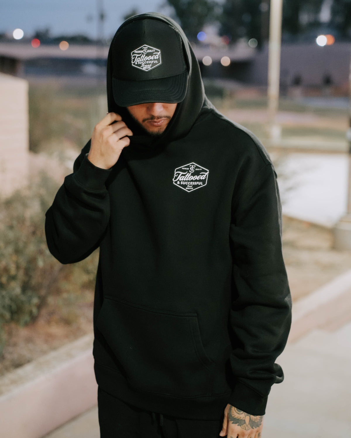 Brand Relax Hoodie- Black